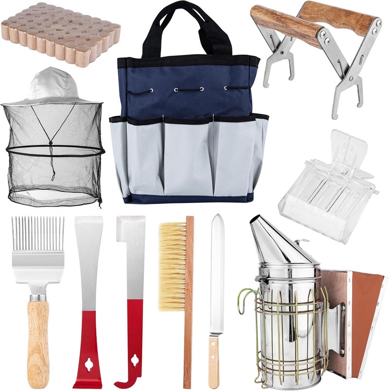 BuzzingCosmos Bee Keeping Starter Kit | 11-Piece Beekeeping Supplies Set | Hive Tool & Stainless Steel Bee Smoker | Includes Water Resistant Tool Bag – Beekeeping Essentials for Beginners & Experts - Image 1